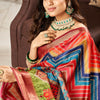 Attractive Multicolor Digital Printed Satin Silk Saree With Amazing Blouse Piece