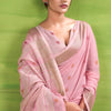 Fugacious Pink Cotton Silk Saree With Cynosure Blouse Piece