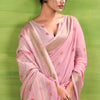 Fugacious Pink Cotton Silk Saree With Cynosure Blouse Piece