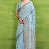 Winsome Sky Cotton Silk Saree With Adorning Blouse Piece