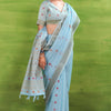 Winsome Sky Cotton Silk Saree With Adorning Blouse Piece