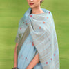Winsome Sky Cotton Silk Saree With Adorning Blouse Piece