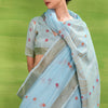 Winsome Sky Cotton Silk Saree With Adorning Blouse Piece