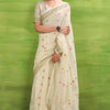 Ethereal Beige Cotton Silk Saree With Efflorescence Blouse Piece