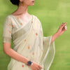 Ethereal Beige Cotton Silk Saree With Efflorescence Blouse Piece