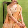 Seraphic Orange Cotton Silk Saree With Alluring Blouse Piece