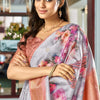Enthralling Silver Digital Printed Soft Silk Saree With Exceptional Blouse Piece