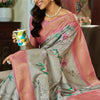 Prominent Pista Digital Printed Soft Silk Saree With Blooming Blouse Piece