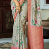 Prominent Pista Digital Printed Soft Silk Saree With Blooming Blouse Piece