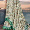 Jubilant Pista Digital Printed Cotton Silk Saree With Beautiful Blouse Piece