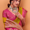 Ratatouille Mustard Banarasi Satin Silk Saree With Forbearance Blouse