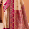 Prettiest Beige Banarasi Satin Silk Saree With Winsome Blouse