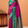 Trendy Magenta Banarasi Satin Silk Saree With Twirling Blouse