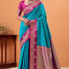 Beauteous Firozi Banarasi Satin Silk Saree With Surpassing Blouse
