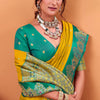 Super classy Yellow Banarasi Satin Silk Saree With Flattering Blouse