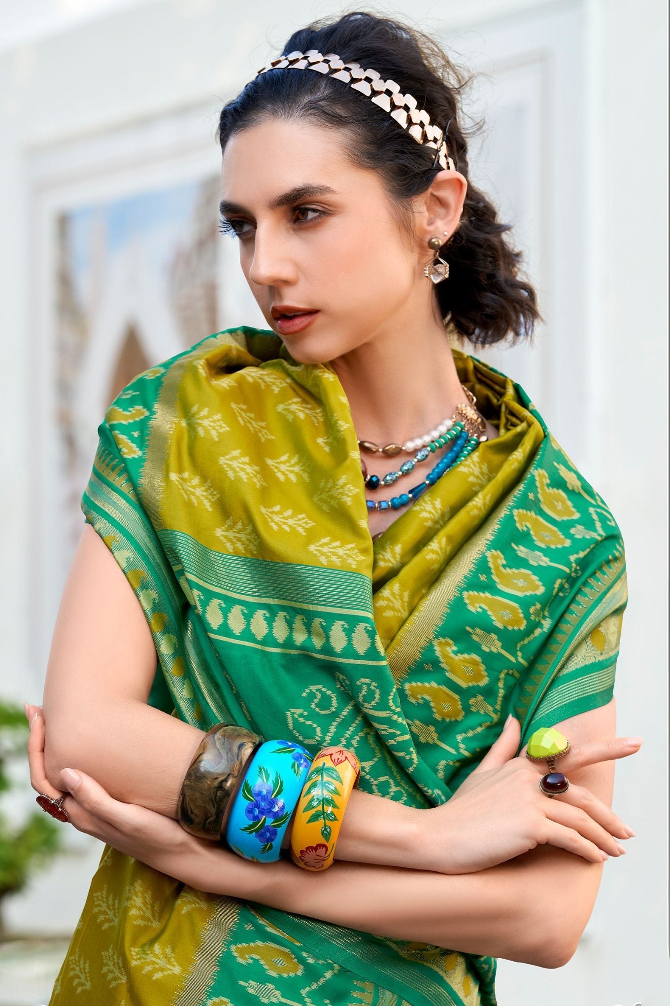 Ethnic Mustard Soft Banarasi Silk Saree With Exceptional Blouse Piece