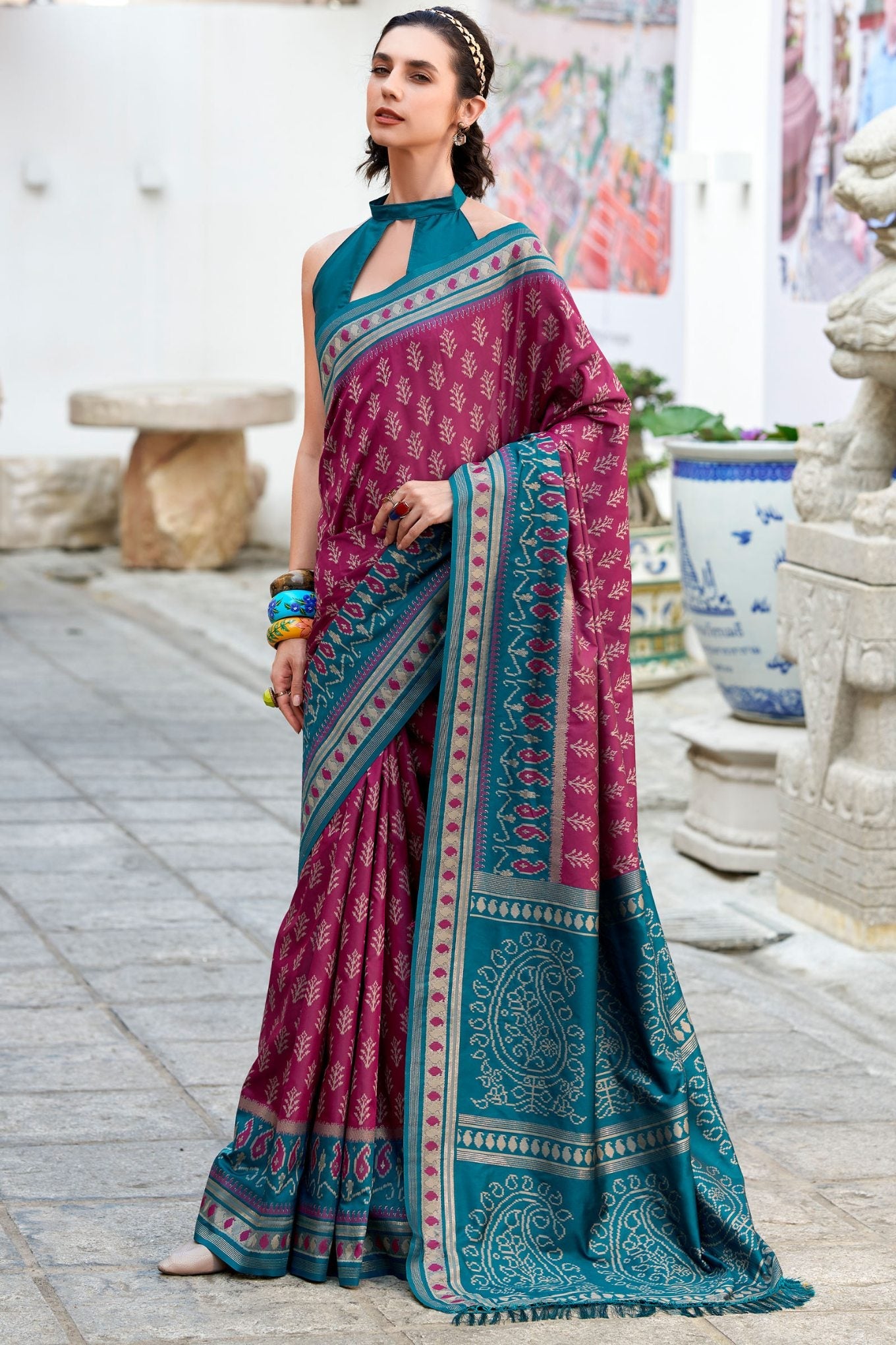 Gratifying Wine Soft Banarasi Silk Saree With Preferable Blouse Piece