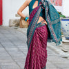 Gratifying Wine Soft Banarasi Silk Saree With Preferable Blouse Piece