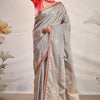 Attractive Grey Soft Banarasi Silk Saree With Lovely Blouse Piece