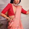 Sensational Peach Soft Banarasi Silk Saree With Adorning Blouse Piece