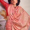 Sensational Peach Soft Banarasi Silk Saree With Adorning Blouse Piece