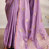 Majesty Lavender Soft Banarasi Silk Saree With Flameboyant Blouse Piece