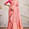 Demure Pink Soft Banarasi Silk Saree With Confounding Blouse Piece