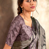Lagniappe Grey Digital Printed Soft Silk Saree With Scintilla Blouse Piece