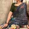 Scrumptious Black Digital Printed Soft Silk Saree With Exuberant Blouse Piece