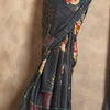 Scrumptious Black Digital Printed Soft Silk Saree With Exuberant Blouse Piece