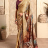 Lagniappe Brown Digital Printed Soft Silk Saree With Desultory Blouse Piece