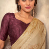 Lagniappe Brown Digital Printed Soft Silk Saree With Desultory Blouse Piece