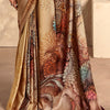 Lagniappe Brown Digital Printed Soft Silk Saree With Desultory Blouse Piece