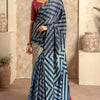 Excellent Grey Digital Printed Soft Silk Saree With Excellent Blouse Piece