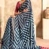 Excellent Grey Digital Printed Soft Silk Saree With Excellent Blouse Piece