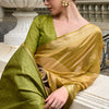 Rhapsody Mehndi Soft Tissue Silk Saree With Grandiose Blouse Piece