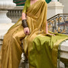 Rhapsody Mehndi Soft Tissue Silk Saree With Grandiose Blouse Piece