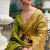 Rhapsody Mehndi Soft Tissue Silk Saree With Grandiose Blouse Piece