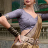 Desuetude Brown Soft Tissue Silk Saree With Comely Blouse Piece