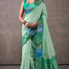 Inspiring Turquoise Cotton Silk Saree With Radiant Blouse Piece