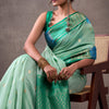 Inspiring Turquoise Cotton Silk Saree With Radiant Blouse Piece