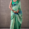 Inspiring Turquoise Cotton Silk Saree With Radiant Blouse Piece