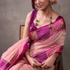 Effulgent Pink Cotton Silk Saree With Lustrous Blouse Piece