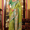 Tremendous Green Paithani Pure Tissue Silk Saree With Pulsating Blouse Piece