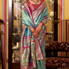 Intricate Firozi Paithani Pure Tissue Silk Saree With Beleaguer Blouse Piece