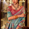 Intricate Firozi Paithani Pure Tissue Silk Saree With Beleaguer Blouse Piece