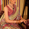 Surpassing Beige Paithani Pure Tissue Silk Saree With Ailurophile Blouse Piece