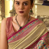 Surpassing Beige Paithani Pure Tissue Silk Saree With Ailurophile Blouse Piece
