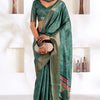 Panoply Rama Digital Printed Dola Silk Saree With Chatoyant Blouse Piece