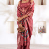 Comely Maroon Digital Printed Dola Silk Saree With Arresting Blouse Piece
